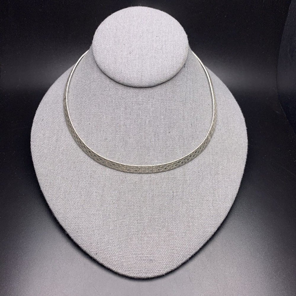 Christina Collection Collar Necklace Simple Classic Silver Tone Signed